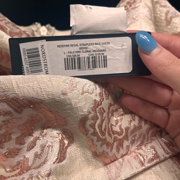Nordstrom x Lulus Redefine Regal Pale Pink Floral Jacquard Strapless Maxi Dress - Picture 4 of 6